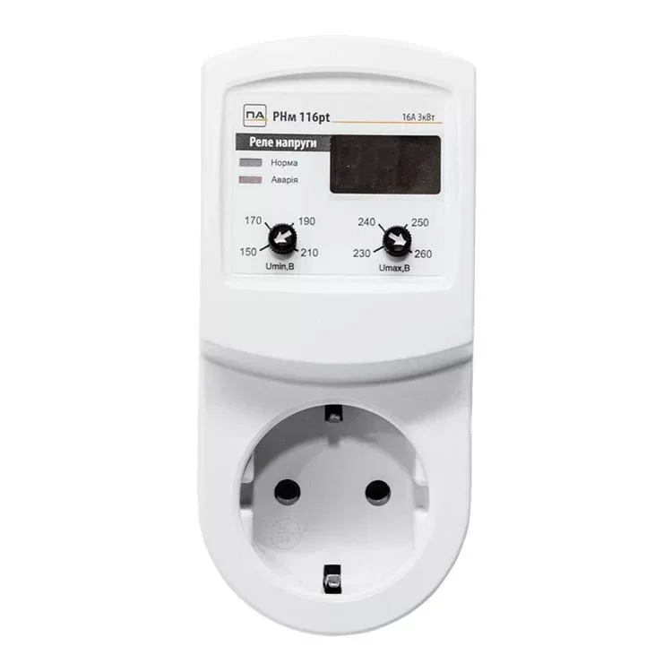 Реле напруги 16A, РНм 116р, розетка Промавтоматика - фотографія 2